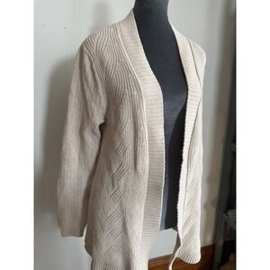 Lands End Women's Drifter Cardigan Sweater Large Chunky Cable Knit